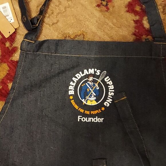 Denim Blue Jean Bib Apron with pockets plus FREE  cookbook - Picture 6 of 8